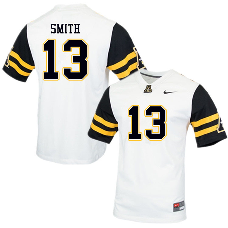 Men #13 Kaiden Smith Appalachian State Mountaineers College Football Jerseys Sale-White - Click Image to Close